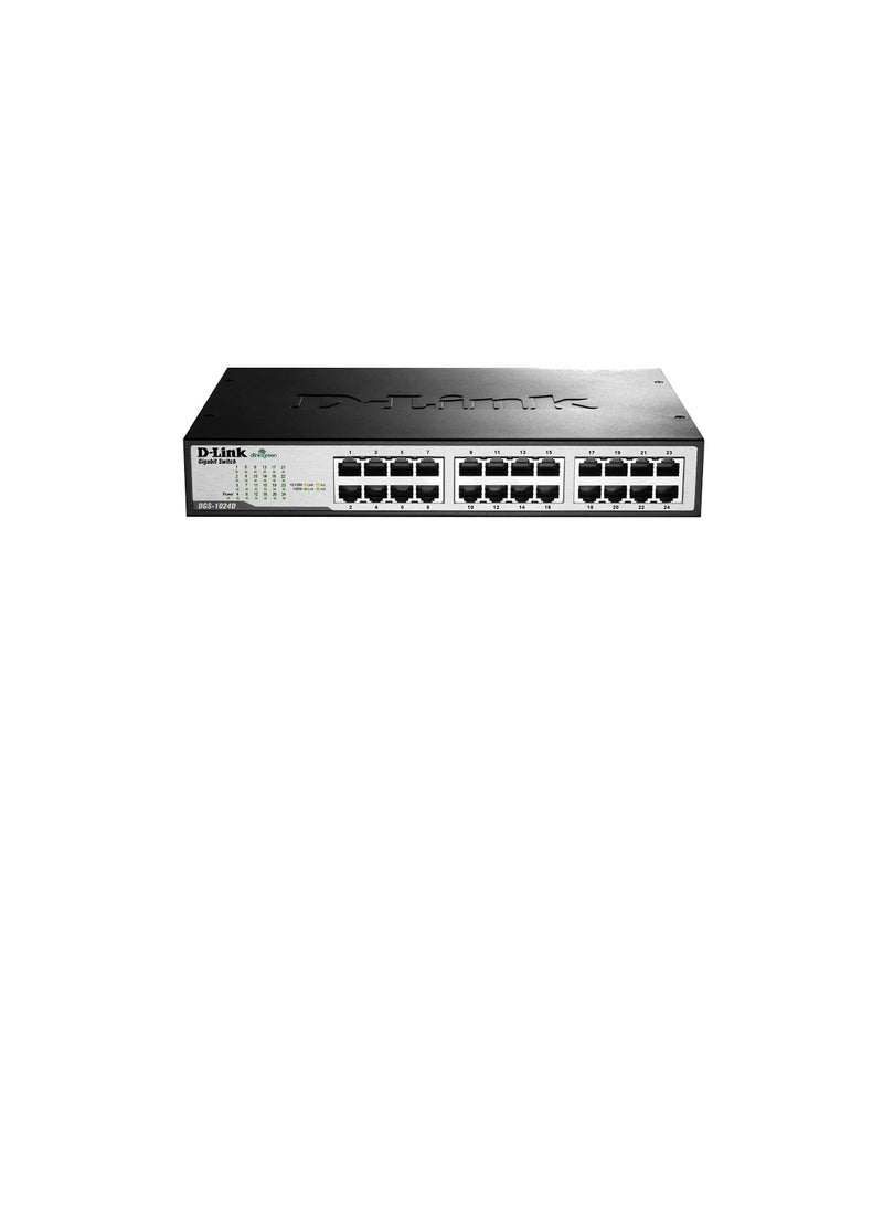 D-Link - DGS-1024D/E - 24-port 10/100/1000Base-T Unmanaged Green Desktop Gigabit Switch - Image 2