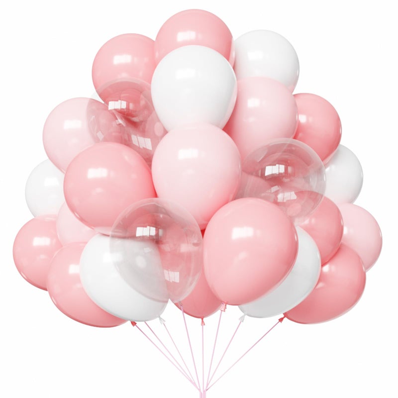 YMSZ Pink and White Balloons Pink Balloons Set 67pcs 12 Inch Light Pink and White Balloon for Wedding Bridal Shower Baby Shower Birthday Valentines Party Decorations - Image 3