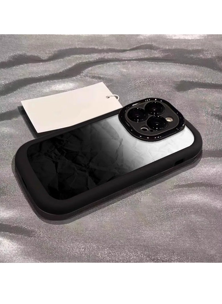 NIBEMINENT Minimal Gradient Protective TPU Case Cover For iPhone 14, Black/Crease Gradient