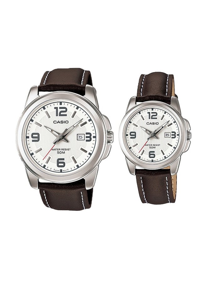CASIO Unisex Leather Analog Quartz Couple Watch MTP/LTP-1314L-7A - Image 1