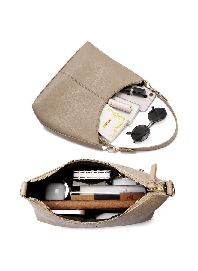 Keyli Women's Soft PU Leather Shoulder Handbag, Khaki, 11"L x 4.5"W x 9"H - Image 3