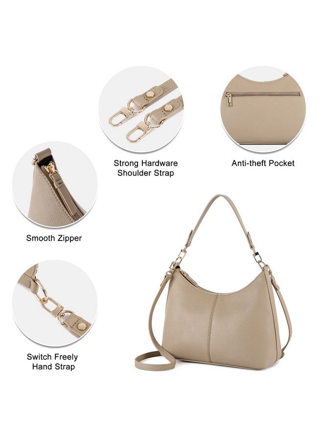 Keyli Women's Soft PU Leather Shoulder Handbag, Khaki, 11"L x 4.5"W x 9"H - Image 4