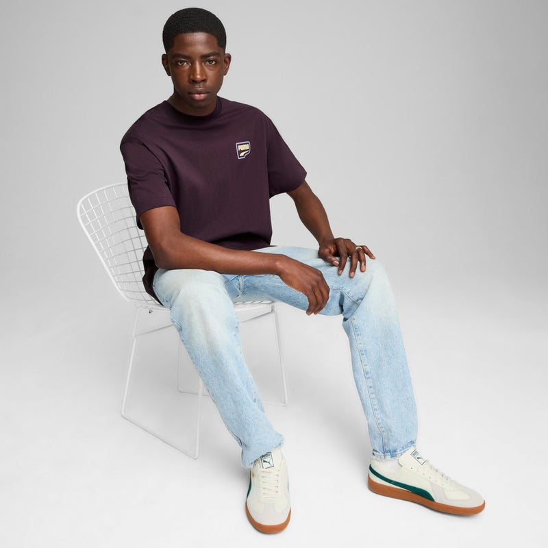 PUMA DOWNTOWN Mens Purple Relaxed Graphic T-shirt - Image 3