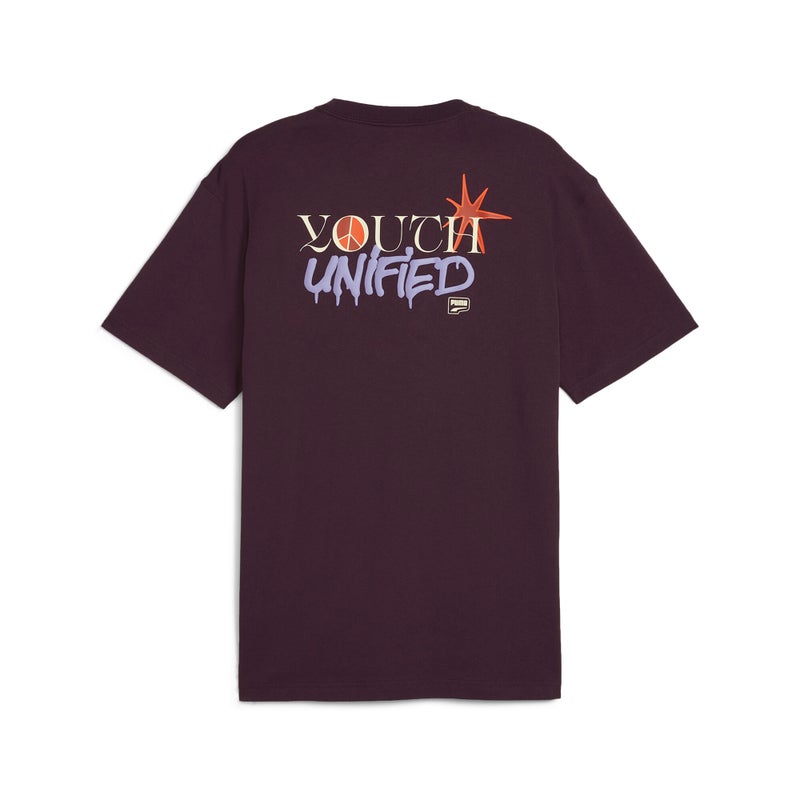 PUMA DOWNTOWN Mens Purple Relaxed Graphic T-shirt - Image 5