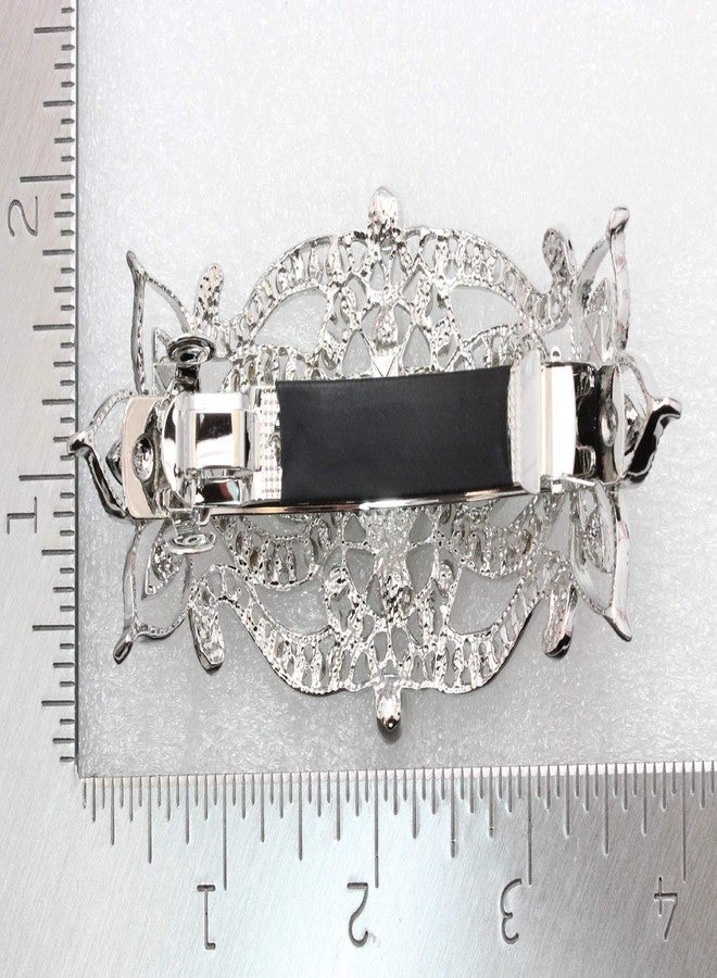 Faship Gorgeous Black Rhinestone Crystal Big Floral Hair Barrette - Image 5
