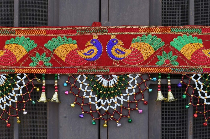CraftVatika Fabric Traditional Toran Bandarwal Door Hanging Main Door Shubh Labh Wall Hanging Fancy Toran , Multicolor, 927 Millimeters - Image 2