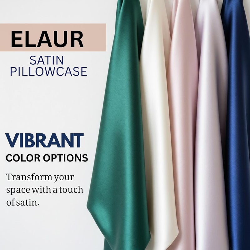 ELAUR Satin Pillowcase for Hair and Skin, Super Soft and Cooling Similar to Silk Pillow Cases 2 Pack with Envelope Closure, Gift for Women Men(20"x26" Standard Size, Green) - Image 5