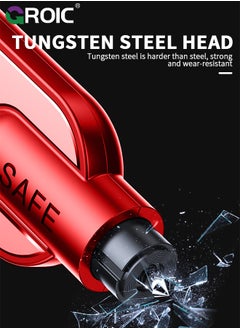 GROIC مطرقة أمان 2 في 1 أداة هروب السيارة في حالات الطوارئ وقاطع حزام الأمان وكاسر زجاج السيارة أداة إنقاذ حياة محمولة في حالات الطوارئ مع قطعة من الزجاج الاختباري  - Image 3