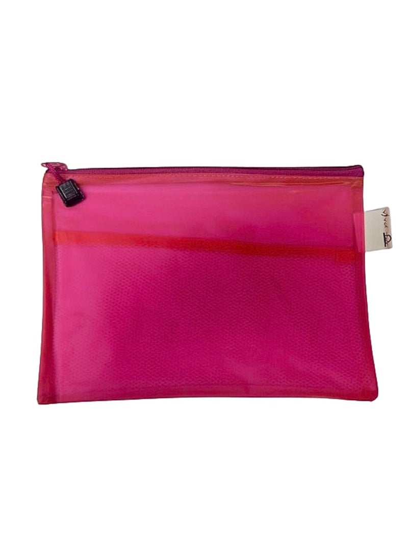 Libra أكياس ملفات بسحاب مقاس A5، حقيبة بلاستيكية مقاومة للماء بسحاب، باللون الوردي - Image 2