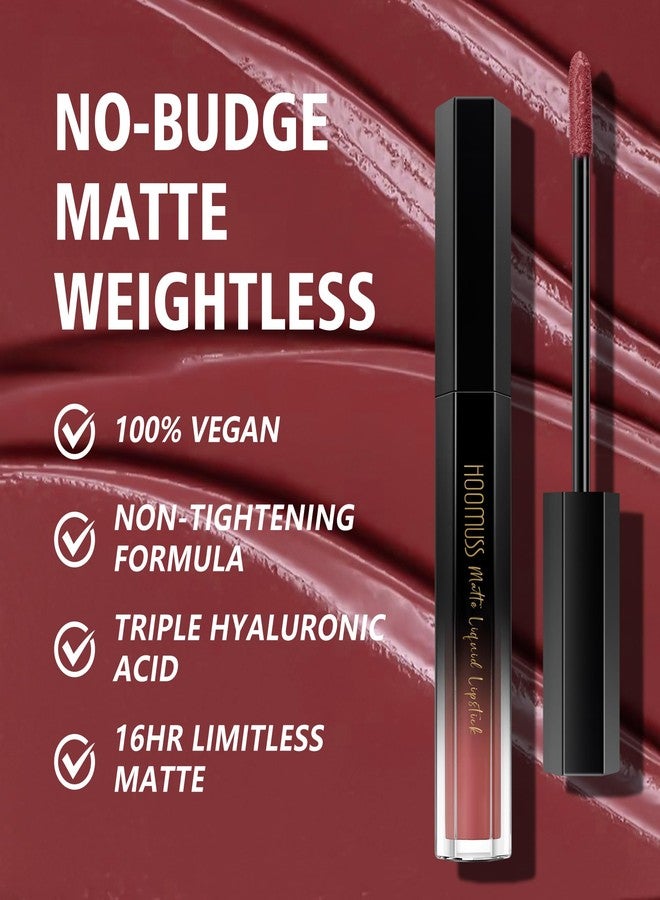 HOOMUSS Dark Lipstick Long Lasting Matte Liquid Lipsticks for Women Non Transfer Smudgeproof Smooth and Easy to Appy Cruelty Free Lip Color, M49 Chestnut - Image 3