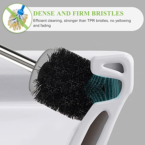 AONEZ Compact Toilet Brush & Holder, Stainless Steel Handle, Space Saving for Storage, Deep Cleaning, Drip-Proof, Easy to Assemble, Nylon Bristles, White & Grey - Image 2