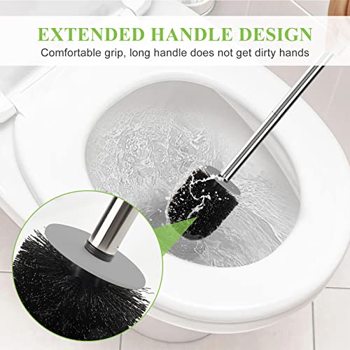 AONEZ Compact Toilet Brush & Holder, Stainless Steel Handle, Space Saving for Storage, Deep Cleaning, Drip-Proof, Easy to Assemble, Nylon Bristles, White & Grey - Image 4