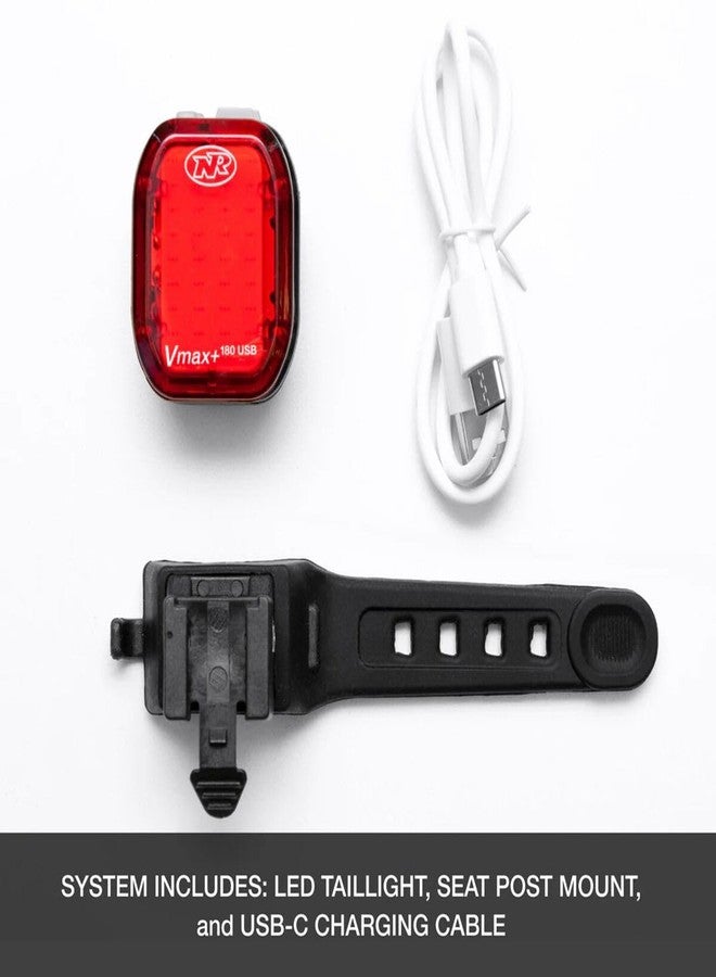 NiteRider نظام إضاءة خلفية للدراجات نيترايدر فيمكس+ 180 لومن قابل لإعادة الشحن عبر USB-C قوي وضوء نهاري مرئي LED سهل التركيب للدراجات الجبلية والطرق والمدن وركوب الدراجات ليلاً لضمان السلامة مع وميض - Image 2