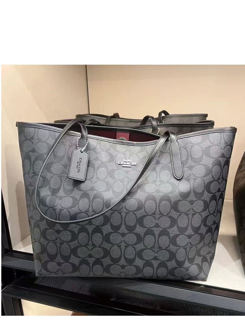 كوتش اوت ليت حقيبة توت كوتش شنط من القماش المميز للنساء، حقيبة كتف كبيرة الحجم، متعددة الاستخدامات، بسعة كبيرة، حقيبة توت - Image 1