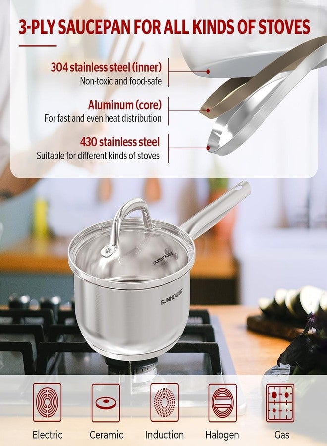 SUNHOUSE - 1.5 quart frying pan with lid, advanced impact bonding technology, stay-cool handle, dishwasher safe, multipurpose sauce pot, compatible with all - Image 3