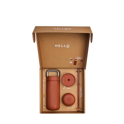 Fellow 16 oz Carter Bundle (3 in 1) Travel Mug with Slide-Lock, Move & Cold Lids with Straw - To-Go Coffee Tumbler, Ceramic Interior & Vacuum-Insulated Stainless Steel - Coffee Cups-Sienna - Image 1