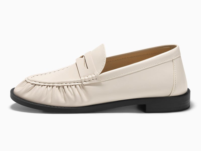 Coutgo Penny Loafers for Women Comfortable Slip on Shoes Closed Toe Dressy Casual Work Flats, Beige, Size 7 - Image 2