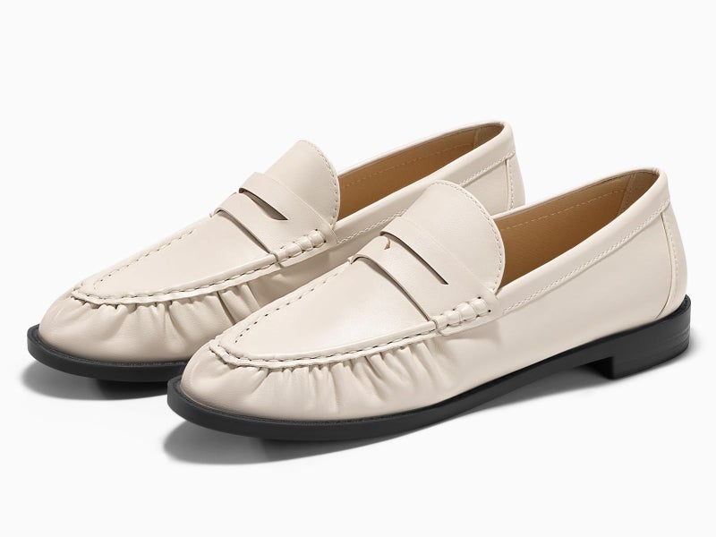 Coutgo Penny Loafers for Women Comfortable Slip on Shoes Closed Toe Dressy Casual Work Flats, Beige, Size 7 - Image 4