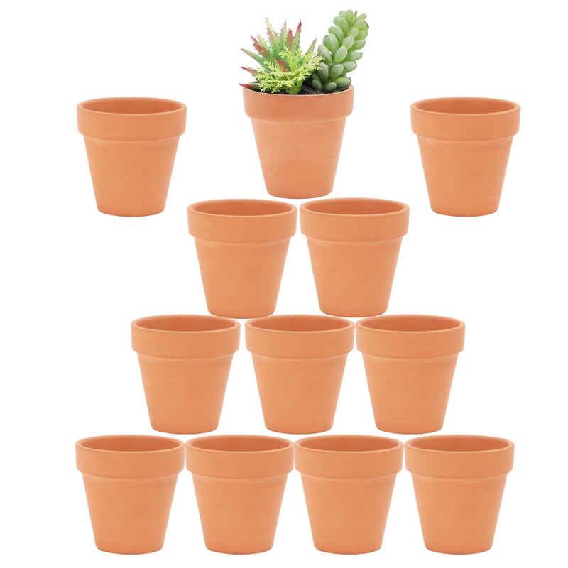 Yishang 2.5 inch Terracotta Pots with Drainage Holes,Small Mini Clay Ceramic Pottery Planter,Cactus Flower Terra Cotta Pots,Succulents Nursery Pots for Indoor/Outdoor Plants,Crafts,Wedding-12 Pack - Image 1