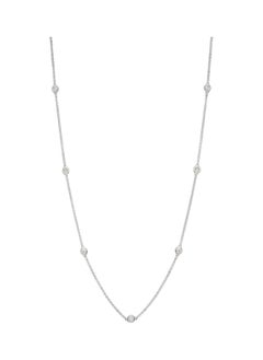 14K White Gold and Diamond Station Necklace for Women One Size