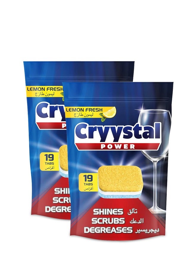 Crystal Dishwasher Tablets Lemon Fresh 19 Tabs Pack of 2