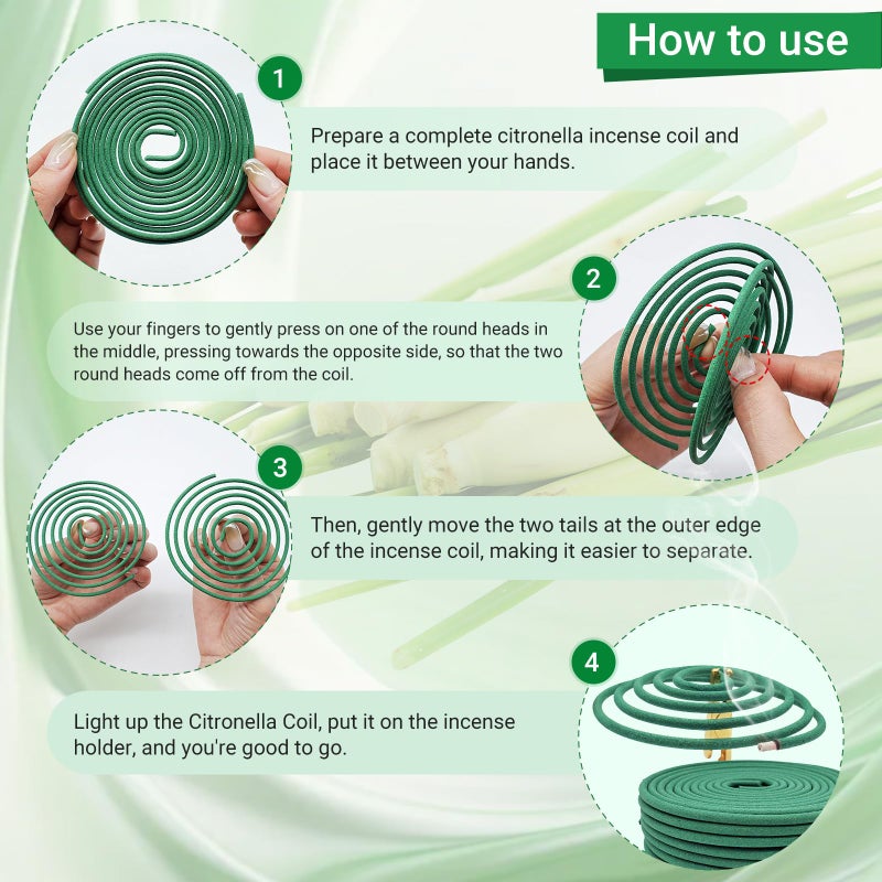 RRTPPT Citronella Incense coils, Made from Natural Plants, Suitable for Outdoors, Indoors, by The Pool, in The Yard, 48 coils and Coil Holders. - Image 3