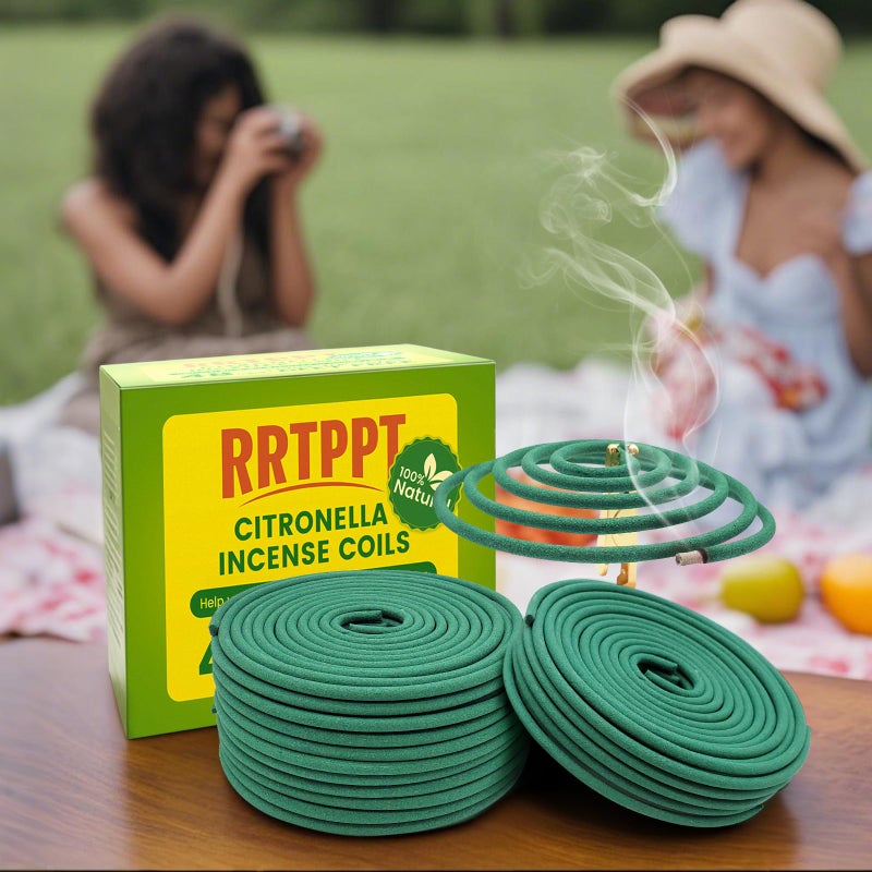 RRTPPT Citronella Incense coils, Made from Natural Plants, Suitable for Outdoors, Indoors, by The Pool, in The Yard, 48 coils and Coil Holders. - Image 2