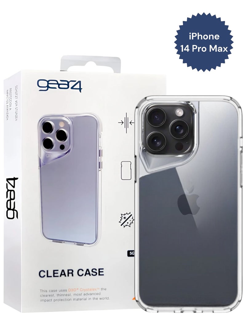 Gear4 iPhone 14 Pro Max, Shockproof Case, Anti-Scratch Protective Cover, Made of High Quality TPU - Clear - Image 2