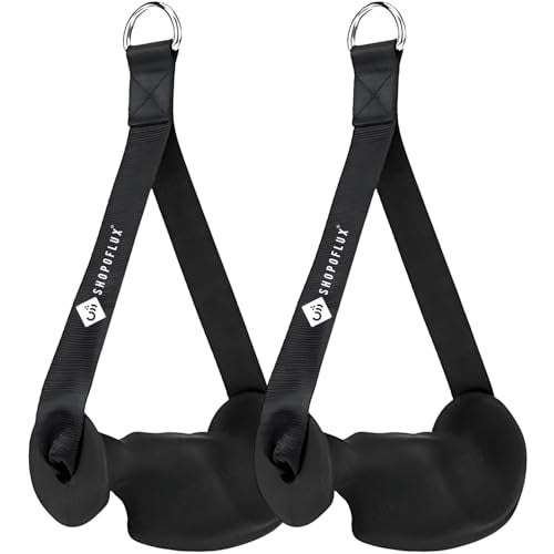 SHOPOFLUX- Ergonomic D Handle Grips – Cable Machine Attachment for T-Bar Row, Tricep, Pull Exercise – Strength Training Handles for Home & Commercial Gym (Set of 2) (Black TPE) - Image 1