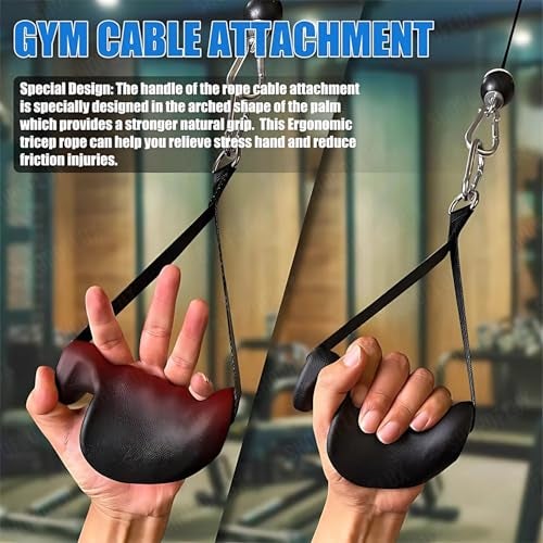 SHOPOFLUX- Ergonomic D Handle Grips – Cable Machine Attachment for T-Bar Row, Tricep, Pull Exercise – Strength Training Handles for Home & Commercial Gym (Set of 2) (Black TPE) - Image 5