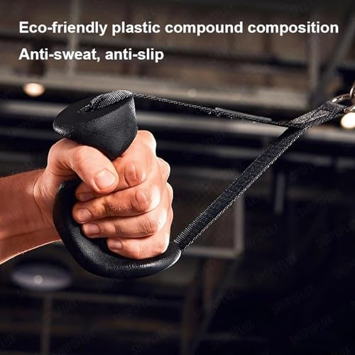 SHOPOFLUX- Ergonomic D Handle Grips – Cable Machine Attachment for T-Bar Row, Tricep, Pull Exercise – Strength Training Handles for Home & Commercial Gym (Set of 2) (Black TPE) - Image 3