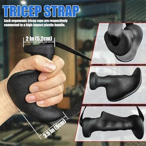 SHOPOFLUX- Ergonomic D Handle Grips – Cable Machine Attachment for T-Bar Row, Tricep, Pull Exercise – Strength Training Handles for Home & Commercial Gym (Set of 2) (Black TPE) - Image 4