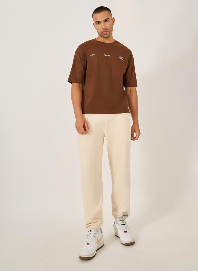 Styli Mid Rise Relaxed Fit Joggers with Badge Detail  - Image 2