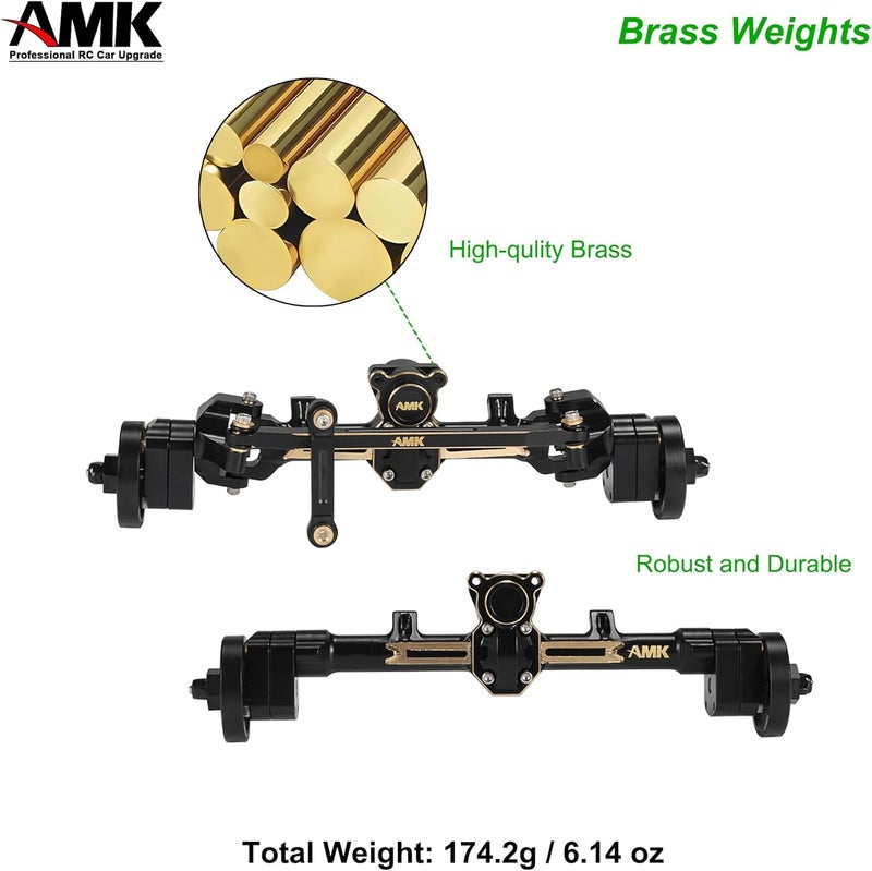 AMK 174g SCX24 Brass Portal Axle Complete with 7mm Hex Wheel Hubs Counterweights Front Rear Set for 124 RC Crawler Axial AX24 FCX24 SCX24 Upgrades - Image 3