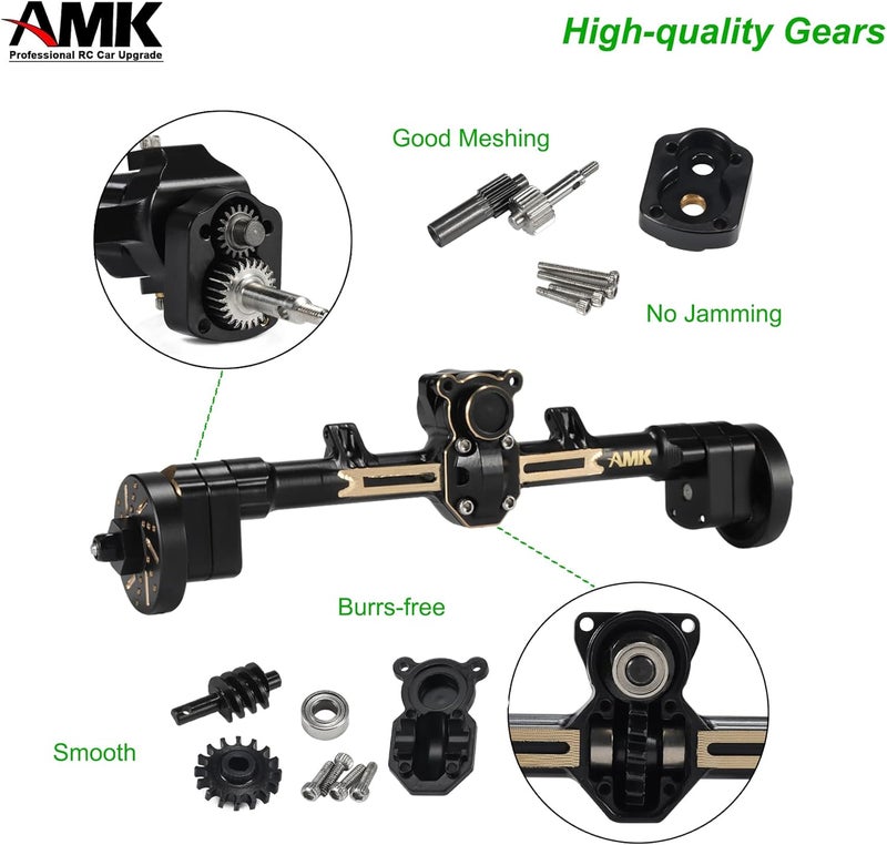 AMK 174g SCX24 Brass Portal Axle Complete with 7mm Hex Wheel Hubs Counterweights Front Rear Set for 124 RC Crawler Axial AX24 FCX24 SCX24 Upgrades - Image 5