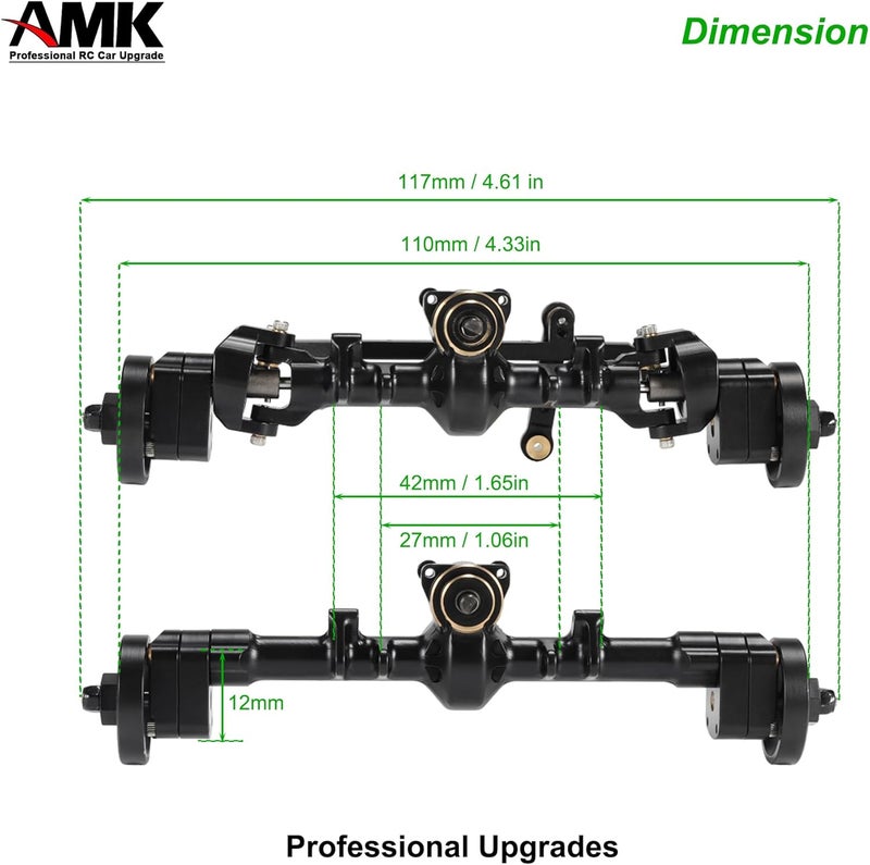 AMK 174g SCX24 Brass Portal Axle Complete with 7mm Hex Wheel Hubs Counterweights Front Rear Set for 124 RC Crawler Axial AX24 FCX24 SCX24 Upgrades - Image 4