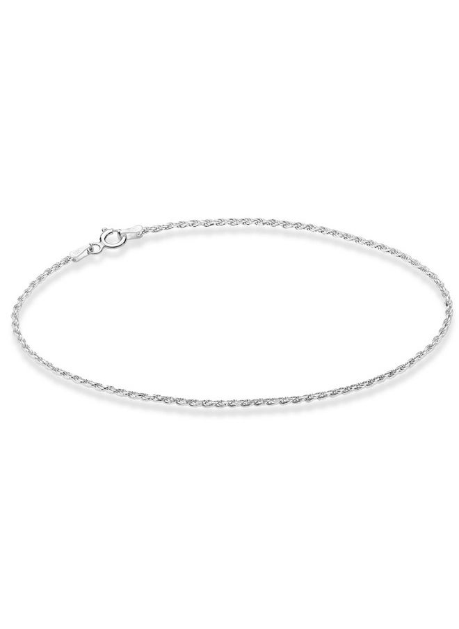 MiaBella - 925 Sterling Silver Solid 1.5Mm Diamond-Cut Braided Rope Chain Anklet Ankle Bracelet For Women, Made In Italy (Sterling Silver, 11) - Image 1