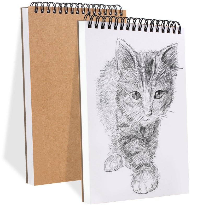 Utron 2 Pack Sketch Book 58 x 83 Small Sketch Pad100GSM68LB Sketchbook for Drawing A5 Drawing Paper Thick Small Drawing Notebook for Painting Beginner Artist 50 SheetsPack