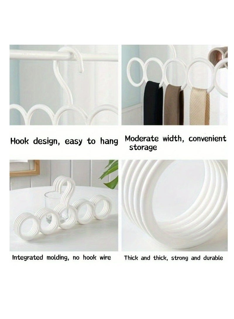 Loquat 2 Pack Scarf Hanger Holder Scarf Storage Organizer for Ties Belts Socks, Ring Hole Slots for Space Saving, Multiple Purpose Tie Belt Rack Organizer,5-hole Scarf Rack, Multi-purpose Plastic Hanger - Image 2