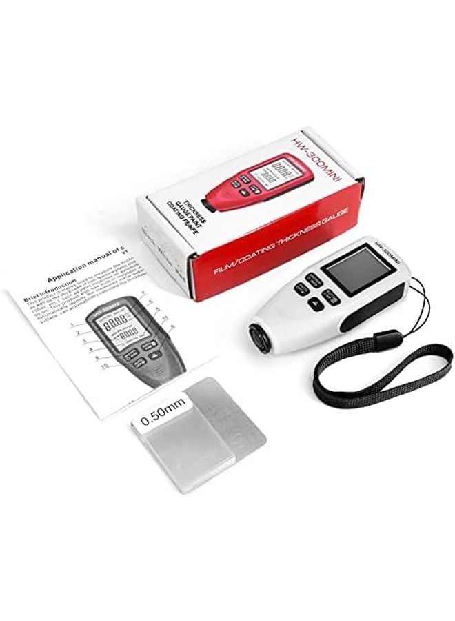 مقياس سمك الطلاء الرقمي الأبيض HW300 MINI كاشف الطلاء للسيارات والحائط والرولر - Image 2