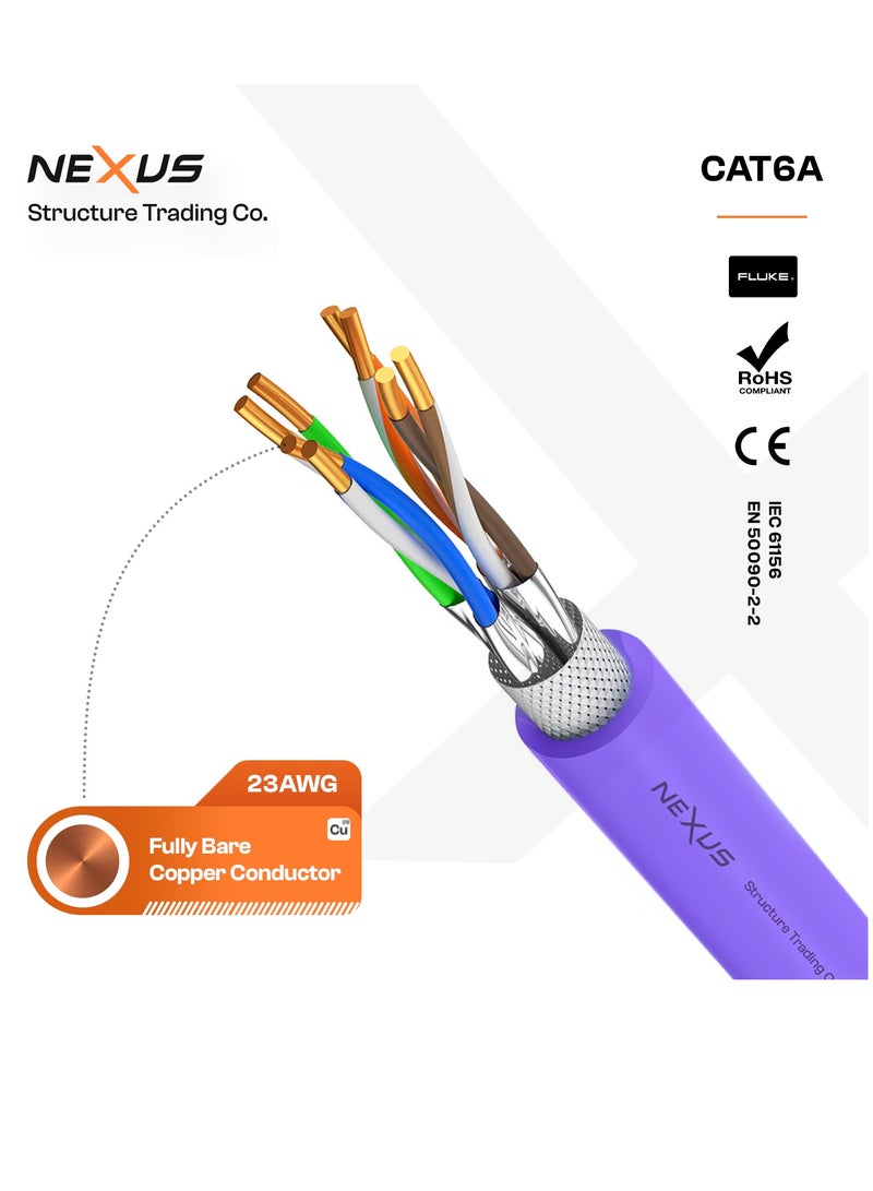 NEXUS CAT6A SFTP Ethernet Cable 23AWG Full Copper LSZH Jacket – 305M Wooden Drum, Fluke Tested, High-Speed 10Gbps Network Cable - Image 4