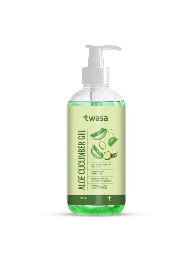 Twasa Pure Aloe Vera Cucumber Gel For Face, Skin & Hair With Cucumber Extract | Refreshing & Glowing Skin | All Skin Type | For Both Men and Women | 300ml - Image 1