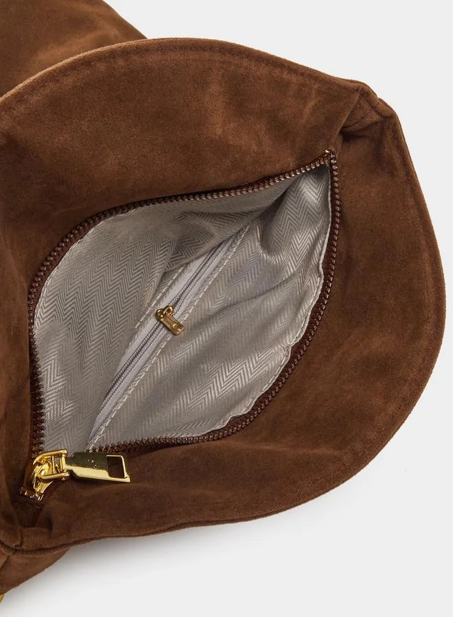 Styli Flap Front Crossbody Bag with Patch Detail
