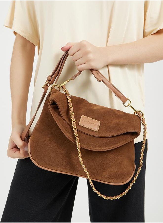Styli Flap Front Crossbody Bag with Patch Detail  - Image 3