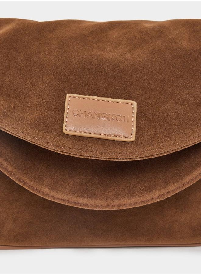 Styli Flap Front Crossbody Bag with Patch Detail  - Image 5
