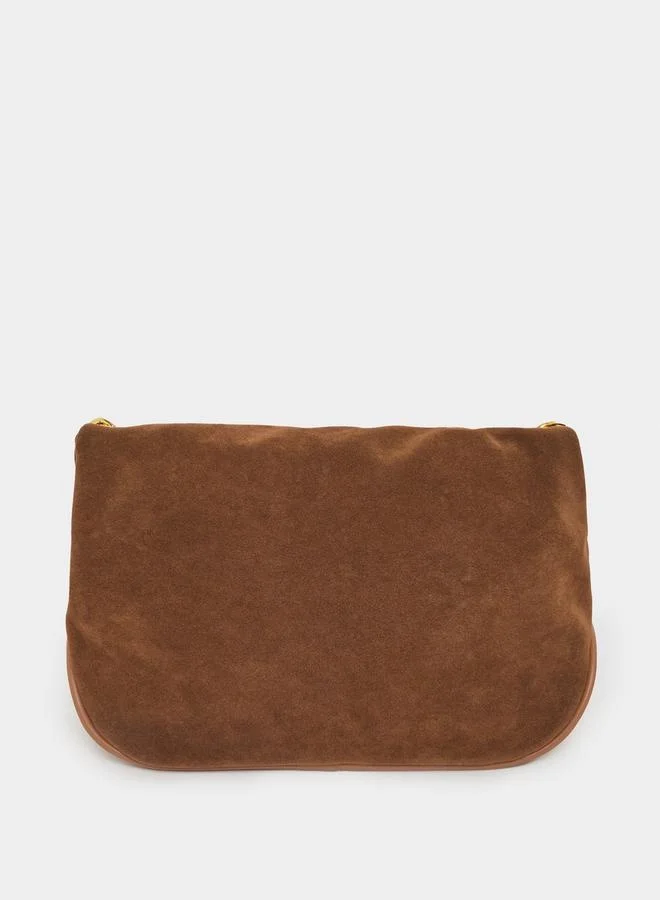 Styli Flap Front Crossbody Bag with Patch Detail
