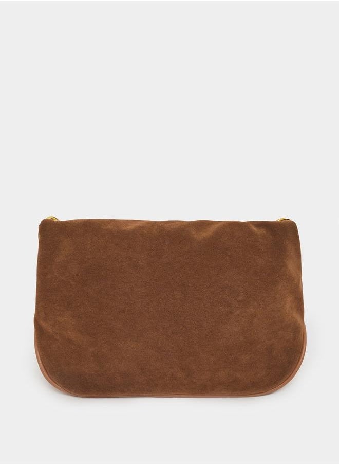 Styli Flap Front Crossbody Bag with Patch Detail  - Image 4