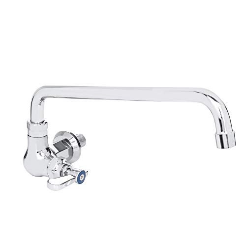 DuraSteel Wall Mounted Commercial Kitchen Wok Range Faucet with 14-Inch Swivel Spout - Single Hole Body & Handle - Brass Constructed & Chrome Polished - Image 1