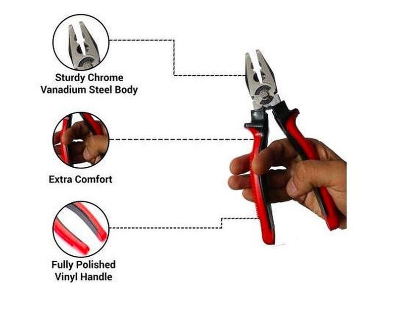 IONIX Plier Wire cutter Combo Cutting player Cutting plier Pliers pliers for home Player tools Pliers for electrical work Wire cutter and combination plier 2 Pieces Red - Image 4