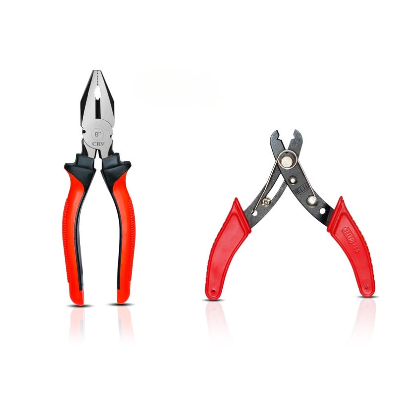 IONIX Plier Wire cutter Combo Cutting player Cutting plier Pliers pliers for home Player tools Pliers for electrical work Wire cutter and combination plier 2 Pieces Red - Image 1